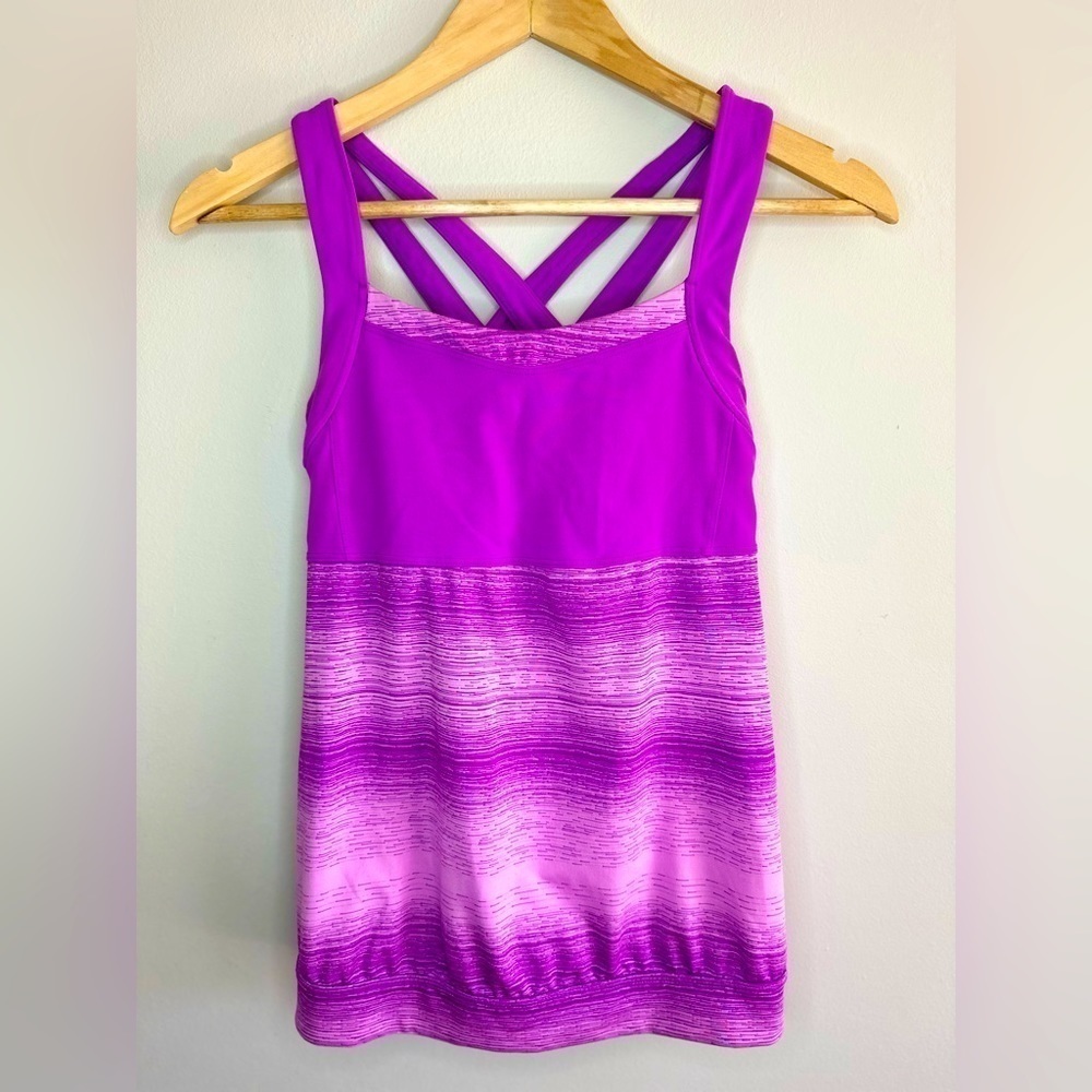 Athleta Womens Stride‎ Crunch and Punch Tank Top Racerback Contrast Purple Sz XS